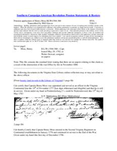 Southern Campaign American Revolution Pension Statements & Rosters Pension application of Henry Moss BLWt1504-300 Transcribed by Will Graves f8VA[removed]