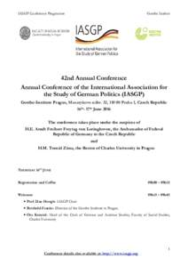 IASGP Conference Programme  Goethe Institut 42nd Annual Conference Annual Conference of the International Association for