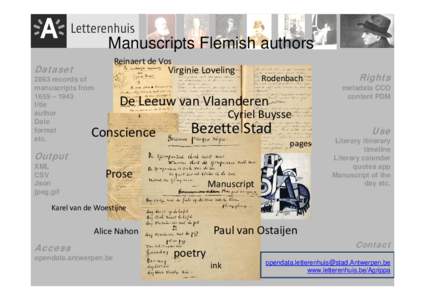 Manuscripts Flemish authors Reinaert de Vos Dataset  Virginie Loveling