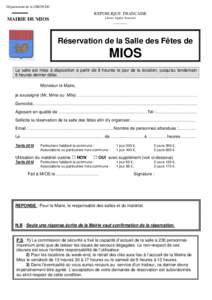 Département de la GIRONDE  REPUBLIQUE FRANCAISE Liberté- Egalité- Fraternité  MAIRIE DE MIOS