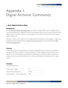 AIMS: An Inter-Institutional Model for Stewardship  Appendix I: Digital Archivist Community 1. Born Digital Archives Blog Background