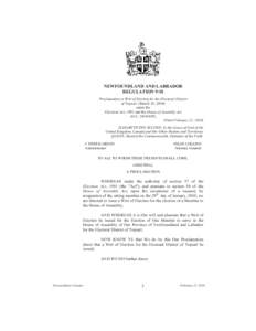 NEWFOUNDLAND AND LABRADOR REGULATION 9/10 Proclamation re Writ of Election for the Electoral District of Topsail (March 16, 2010) under the Elections Act, 1991 and the House of Assembly Act