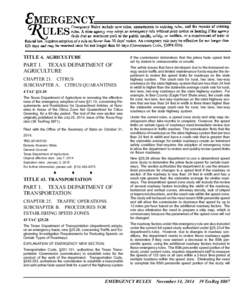 TITLE 4. AGRICULTURE  PART 1. TEXAS DEPARTMENT OF AGRICULTURE CHAPTER 21. CITRUS SUBCHAPTER A. CITRUS QUARANTINES