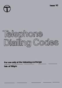Dialling Code Booklet Isle of Wight 1981