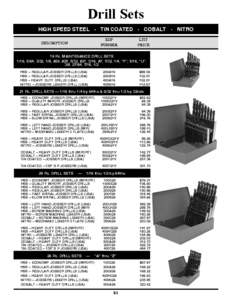 Drill Sets HIGH SPEED STEEL · TiN COATED · COBALT · NITRO EDP NUMBER  DESCRIPTION