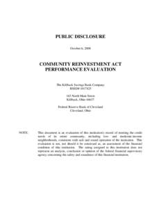 United States housing bubble / Politics of the United States / Killbuck /  Ohio / Community development financial institution / Millersburg /  Ohio / Economy of the United States / United States / Community development / Mortgage industry of the United States / Community Reinvestment Act