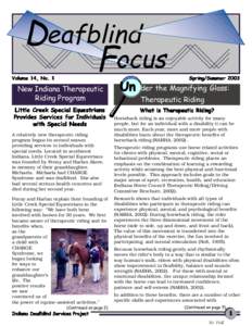 Deafblind Focus Volume 14, No. 1  New Indiana Therapeutic