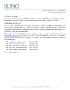 Grade retention / Education / American Association of State Colleges and Universities / Southern University / Southern University at New Orleans