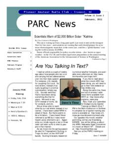 Pioneer Amateur Radio Club — Fremont, NE Volume 21 Issue 2 PARC News  February, 2011