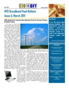 March[removed]Volume 3, Issue 5 NYS Broadband Flash Bulletin Issue 5, March 2011