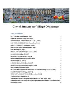 City of Strathmoor Village Ordinances Table of Contents  CITY CONTRACTS (November, 2006)  2 