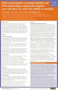 TUPE O573 Pride and prejudice: serostatus identity and HIV-related stigma among HIV-negative men who have sex with men (MSM) in Australia