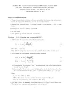 Problem Set 4: Covariance functions and Gaussian random fields GEOS 627: Inverse Problems and Parameter Estimation, Carl Tape Assigned: February 9, 2015 — Due: February 16, 2015 Last compiled: February 25, 2015  Overvi