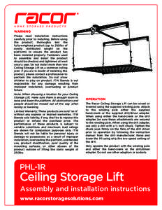 Racor PHL-1R Ceiling Storage Lift Manual English WEB