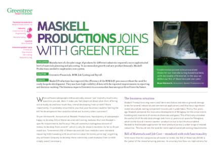 Customer success story Maskell Productions Ltd 	Industry Construction & Engineering