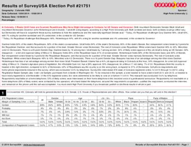 Results of SurveyUSA Election Poll #21751 Geography: Colorado RBS Data Collected: [removed][removed]Release Date: [removed]Percentages