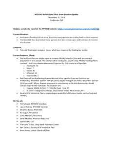 NYVOAD Buffalo Lake Effect Snow Situation Update November 25, 2014 Conference Call Updates can also be found on the NYVOAD website: https://nyvoad.communityos.org/cms/node/112 Current Situation: