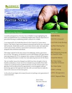 Soil & Water News Brent Dykes, Executive Director A Word From The Director