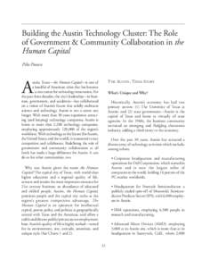 Building the Austin Technology Cluster: The Role of Government & Community Collaboration in the Human Capital, New Governance for a New Rural Economy: Reinventing Public and Private Institutions