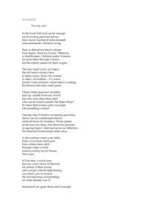 OurLand Thursday night In the Food Hall look up far enough see browning palm tree leaves, hear electric keyboard notes beneath