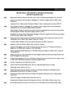 JHC Archives JIM HENSON & THE MUPPETS AWARDS AND HONORS ARCHIVE MASTER LIST[removed]Emmy Award, National Academy of Television Sciences, Best Local Entertainment Program, Sam and Friends.