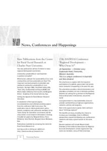 News, Conferences and Happenings  New Publications from the Centre for Rural Social Research at Charles Sturt University