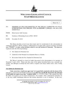 WISCONSIN LEGISLATIVE COUNCIL STAFF MEMORANDUM Memo No. 5 TO:  MEMBERS OF THE SUBCOMMITTEE OF THE SPECIAL COMMITTEE ON LEGAL