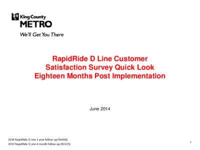 RapidRide D Line Customer Satisfaction Survey Quick Look Eighteen Months Post Implementation June 2014