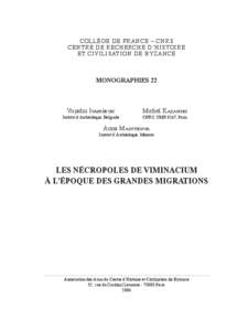 COLLÈGE DE FRANCE – CNRS CENTRE DE RECHERCHE D’HISTOIRE ET CIVILISATION DE BYZANCE