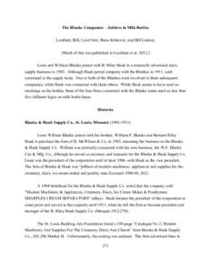 The Blanke Companies – Jobbers in Milk Bottles Lockhart, Bill, Carol Serr, Beau Schreiver, and Bill Lindsey [Much of this was published in Lockhart et al[removed]Louis and William Blanke joined with B. Riley Hauk in a 