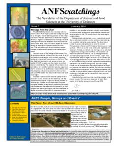 ANFScratchings The Newsletter of the Department of Animal and Food Sciences at the University of Delaware Issue 7 Message from the Chair