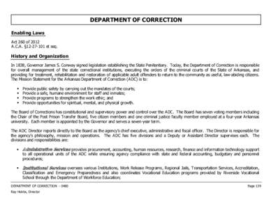 Law enforcement in the United States / Arkansas Department of Correction / Varner Unit / Cummins Unit / Arkansas Correctional School / Idaho Department of Correction / Monroe Correctional Complex / Capital punishment in Arkansas / Arkansas / State governments of the United States