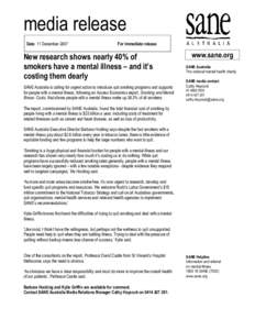 media release Date 11 December 2007 For immediate release  New research shows nearly 40% of