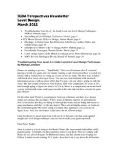 IGDA Perspectives Newsletter Level Design March 2012 • • •