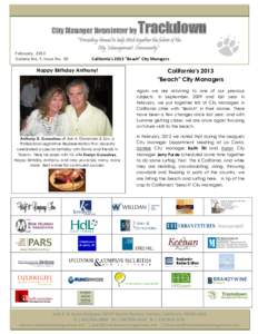 City Manager Newsletter by February, 2013 Volume No. 7, Issue No. 03 Trackdown