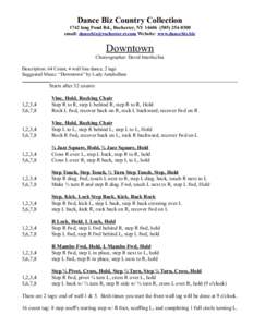 Dance Biz Country Collection 1742 long Pond Rd., Rochester, NY[removed]0300 email: [removed] Website: www.dancebiz.biz Downtown Choreographer: David Interlicchia