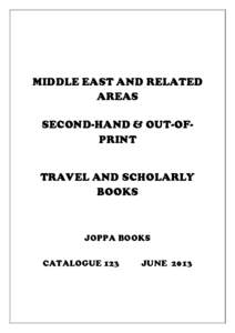 MIDDLE EAST AND RELATED AREAS SECOND-HAND & OUT-OFPRINT TRAVEL AND SCHOLARLY BOOKS