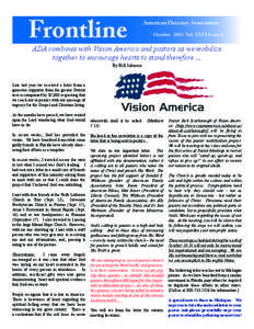 Frontline  American Decency Association October 2011 Vol. XXVI Issue X  ADA combines with Vision America and pastors as we mobilize