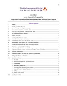 1  ADDENDUM to the Request for Proposals for Child Abuse and Neglect Prevention Research and Demonstration Projects Table of Contents