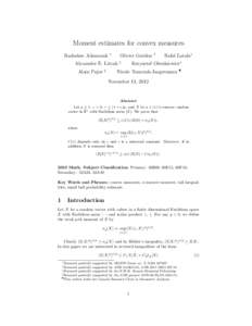 Moment estimates for convex measures Radoslaw Adamczak ∗  Olivier Gu´edon