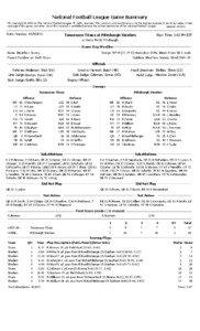 National Football League Game Summary NFL Copyright © 2011 by The National Football League. All rights reserved. This summary and play-by-play is for the express purpose of assisting media in their coverage of the game; any other use of this material is prohibited without the written permission of the National Football League.