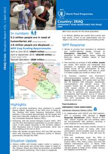 IRAQ Crisis Situation Report #21, 1 April[removed]Country: IRAQ Muthanna - Shatha Kando/WFP  EMERGENCY FOOD ASSISTANCE FOR IRAQI