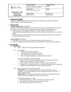 Practice Guideline:  Emergency Management of Pediatric Febrile Seizure in the Primary Care Setting  PRIMARY CARE