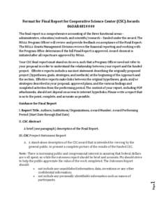 Microsoft Word - Final Document_Format for Final Report for 2006 Cooperative Science Center Awards