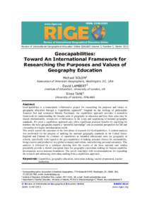 Review of International Geographical Education Online ©RIGEO Volume 3, Number 3, Winter[removed]Geocapabilities: Toward An International Framework for Researching the Purposes and Values of Geography Education