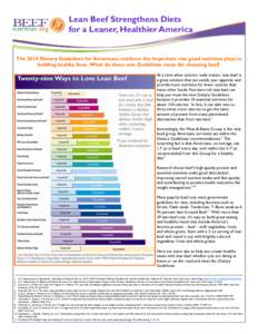 Lean Beef Strengthens Diets for a Leaner, Healthier America The 2010 Dietary Guidelines for Americans reinforce the important role good nutrition plays in building healthy lives. What do these new Guidelines mean for cho