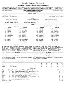 Regular Season Game #1 National Football League Game Summary NFL Copyright © 2013 by The National Football League. All rights reserved. This summary and play-by-play is for the express purpose of assisting media in their