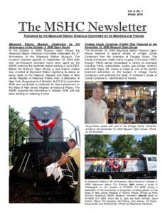 Vol. 8, No. 1 Winter 2010 The MSHC Newsletter Published by the Maywood Station Historical Committee for its Members and Friends Maywood Station Museum Celebrated its 5th