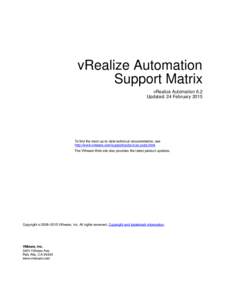 vCloud Automation Center 6.0 Support Matrix