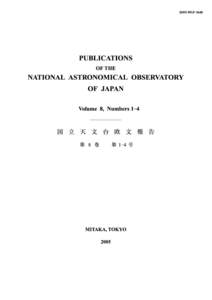 01目次8巻([removed]:52 AM ページ 1  Publications of the National Astronomical Observatory of Japan Volume 8, Numbers 1–4  CONTENTS